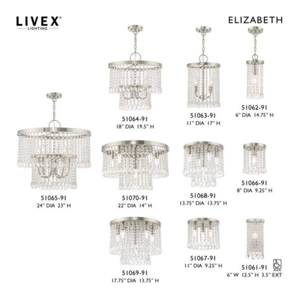 Elizabeth 1 Light Brushed Nickel ADA Wall Sconce