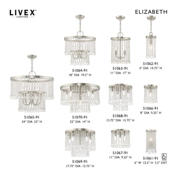 Elizabeth 1 Light Brushed Nickel Mini Pendant