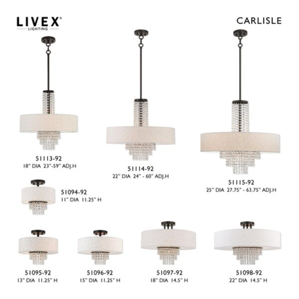Carlisle 3 Light English Bronze Linear Chandelier