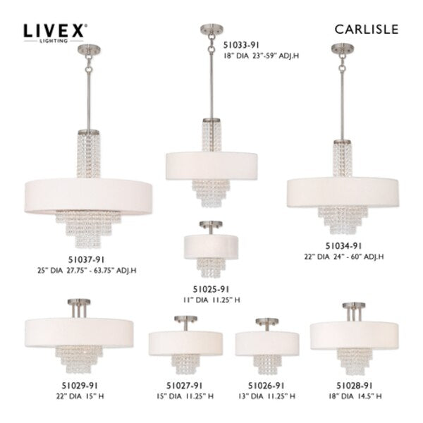 Carlisle 3 Light Brushed Nickel Linear Chandelier
