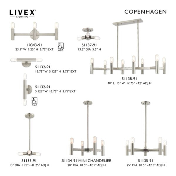 Copenhagen 2 Light Brushed Nickel ADA Wa