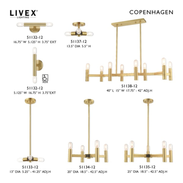 Copenhagen 4 Light Satin Brass Mini Chandelier