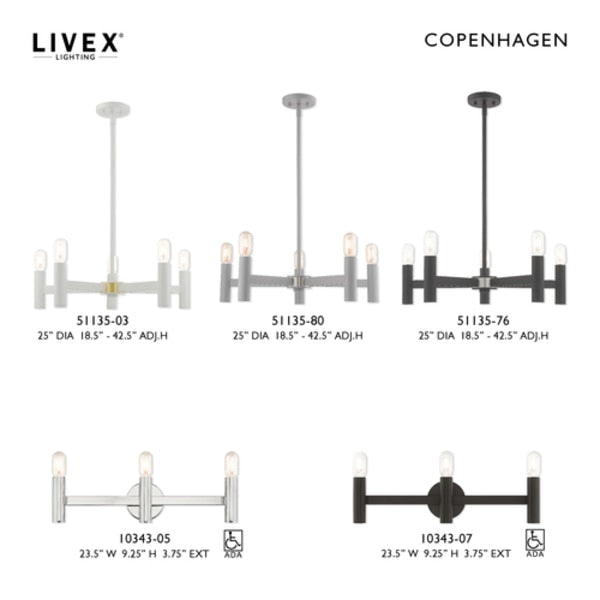 Copenhagen 5 Light Nordic Gray Chandeli