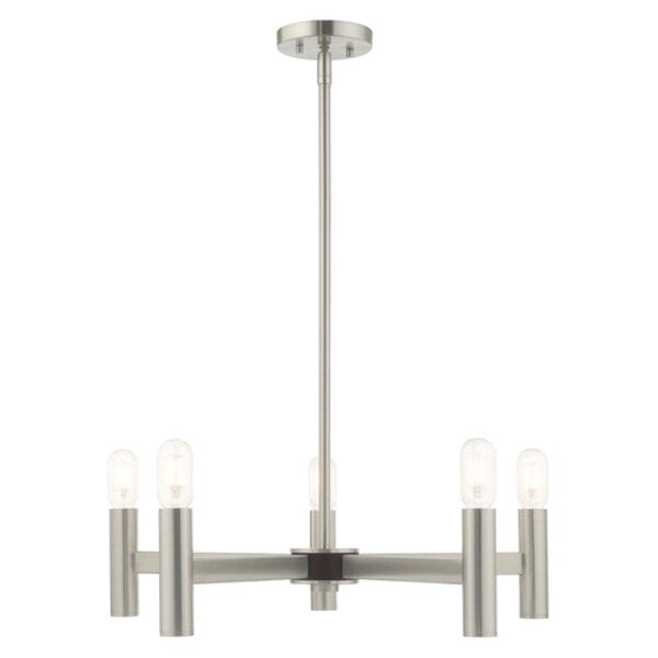 Copenhagen 5 Light Brushed Nickel Chande
