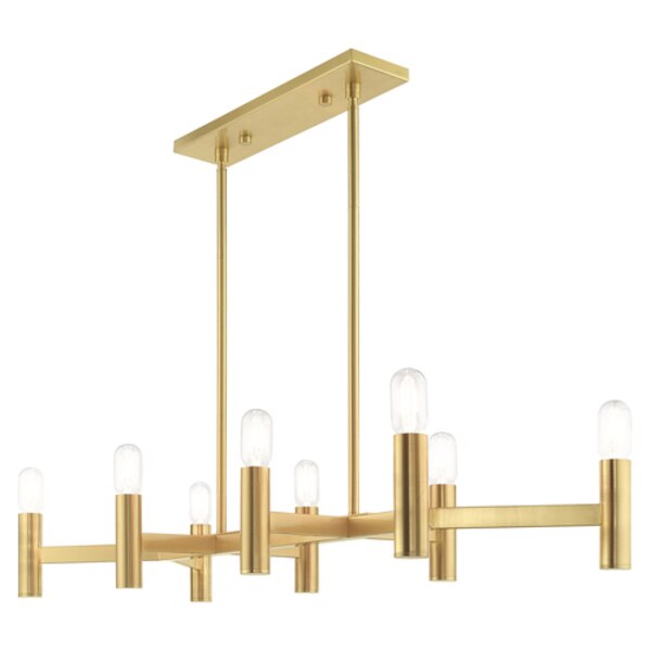 Copenhagen 8 Light Satin Brass Linear Chandelier