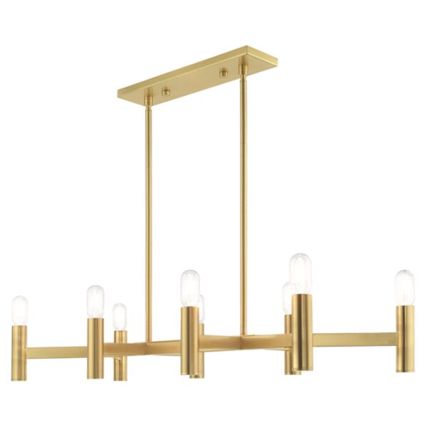 Copenhagen 8 Light Satin Brass Linear Chandelier