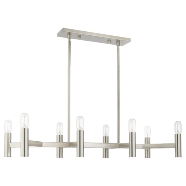 Copenhagen 8 Light Brushed Nickel Linear Chandelier