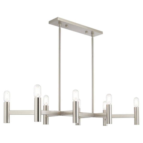Copenhagen 8 Light Brushed Nickel Linear Chandelier