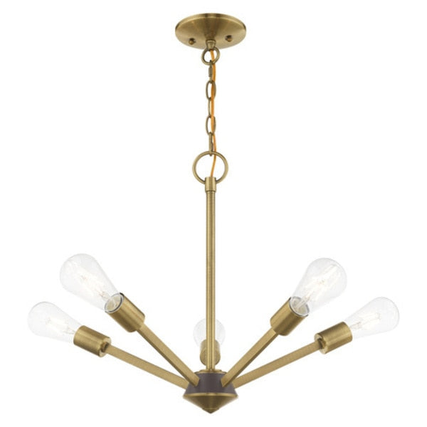 Prague 5 Light Antique Brass Chandelier
