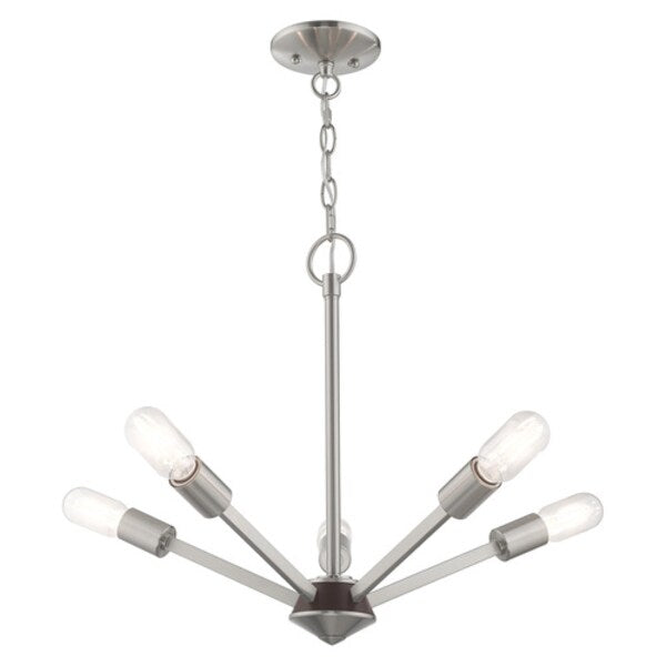 Prague 5 Light Brushed Nickel Chandelier