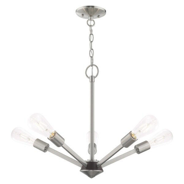 Prague 5 Light Brushed Nickel Chandelier