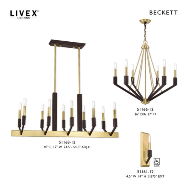 Beckett 1 Light Satin Brass And Bronze ADA Wall Sconce