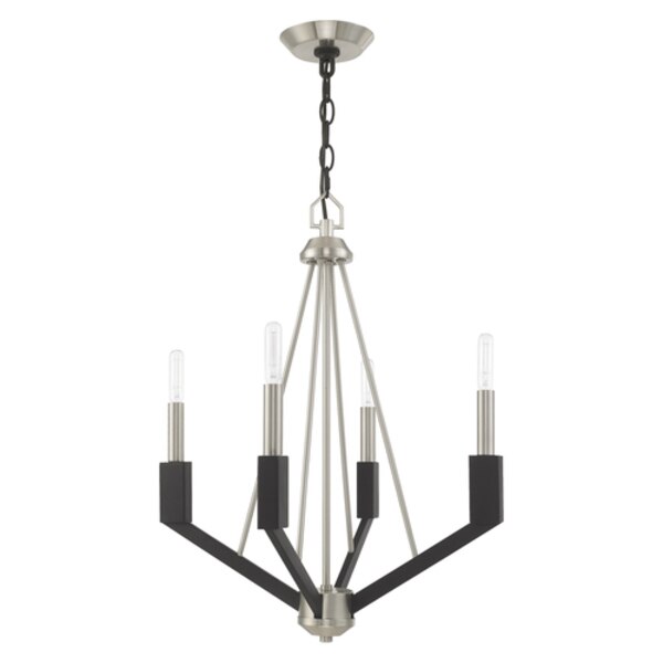Beckett 4 Light Brushed Nickel And Black Mini Chandelier