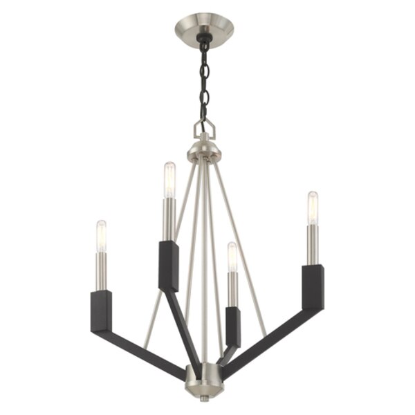 Beckett 4 Light Brushed Nickel And Black Mini Chandelier