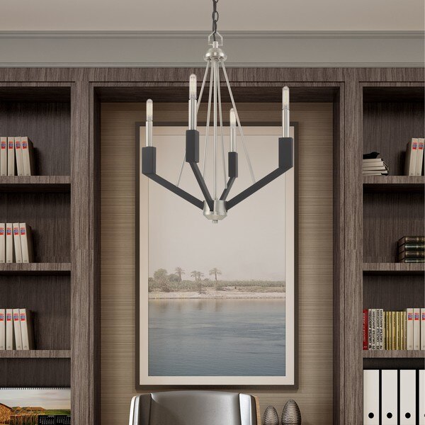 Beckett 4 Light Brushed Nickel And Black Mini Chandelier