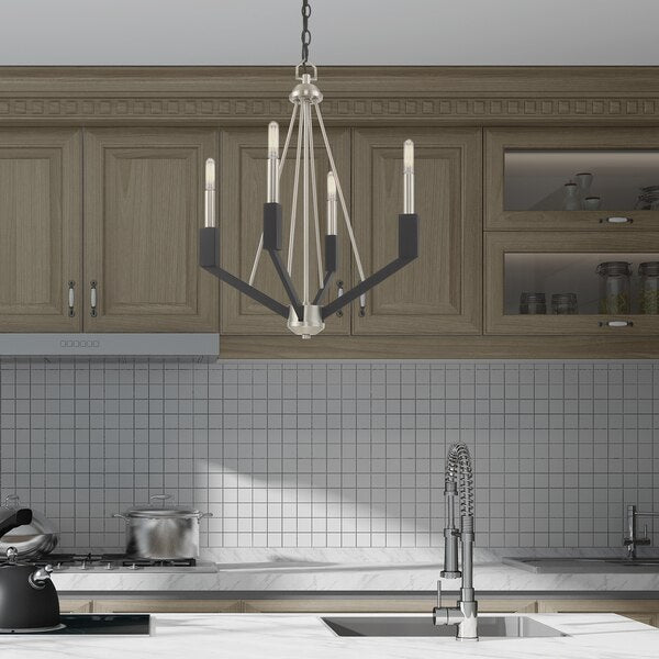 Beckett 4 Light Brushed Nickel And Black Mini Chandelier