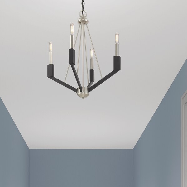 Beckett 4 Light Brushed Nickel And Black Mini Chandelier