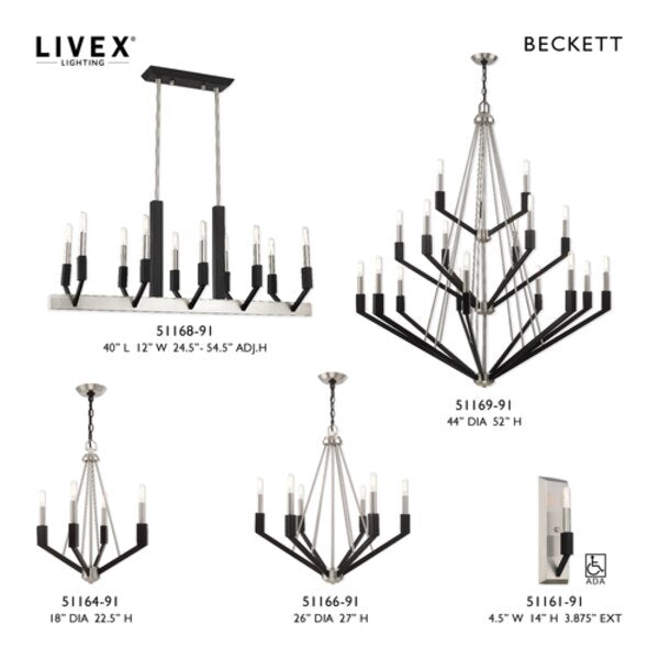 Beckett 6 Light Brushed Nickel And Black