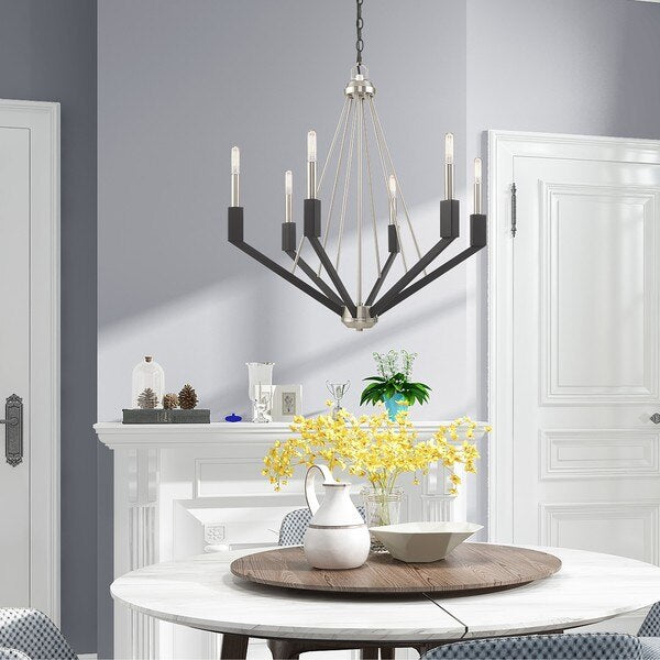 Beckett 6 Light Brushed Nickel And Black