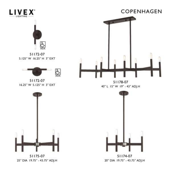 Copenhagen 8 Light Bronze Linear Chandel