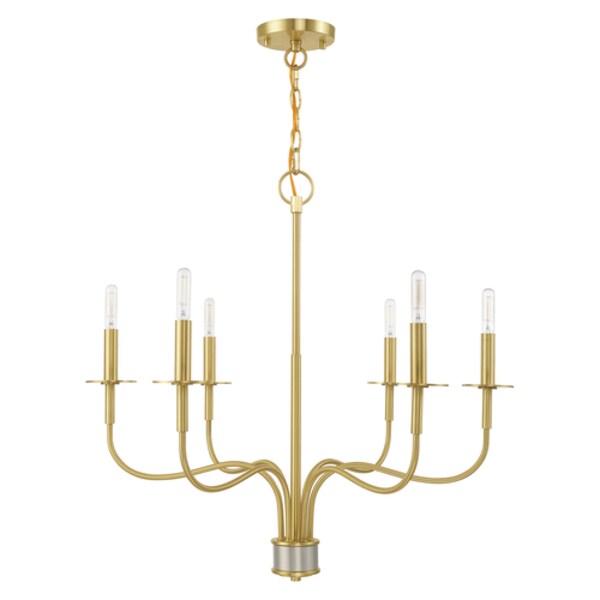 Lisbon 6 Light Satin Brass Chandelier