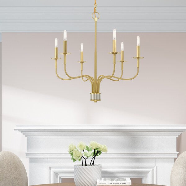 Lisbon 6 Light Satin Brass Chandelier