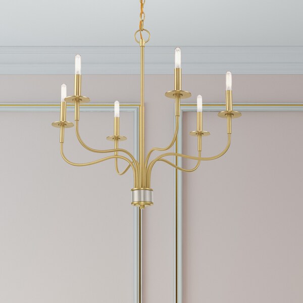 Lisbon 6 Light Satin Brass Chandelier
