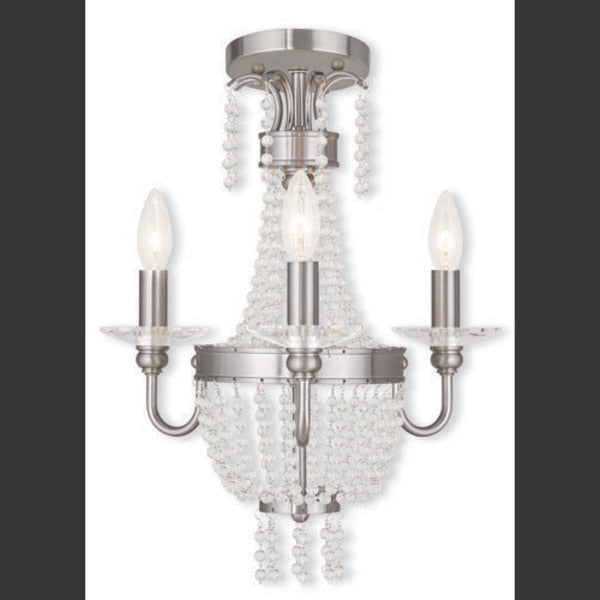 Valentina 3 Light Brushed Nickel Convertible Chandelier/Ceiling Mount