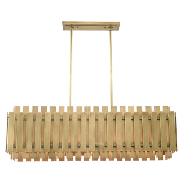 Greenwich 5 Light Natural Brass Linear Chandelier