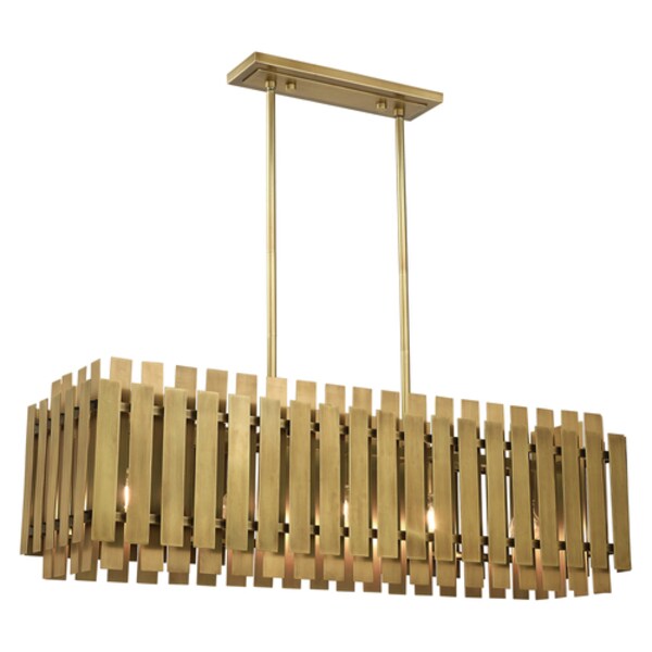Greenwich 5 Light Natural Brass Linear Chandelier