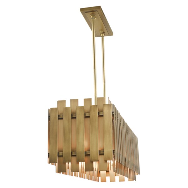 Greenwich 5 Light Natural Brass Linear Chandelier