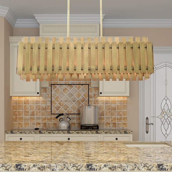 Greenwich 5 Light Natural Brass Linear Chandelier