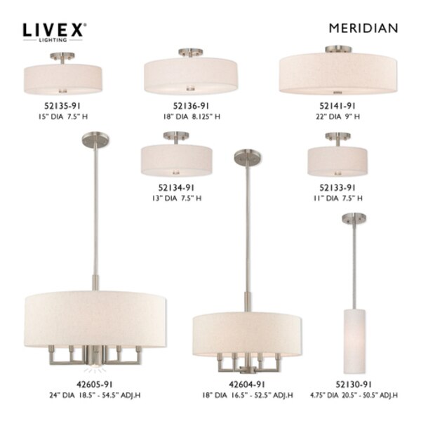 Meridian 5 Light Brushed Nickel Ceiling Mount