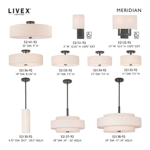Meridian 5 Light English Bronze Ceiling Mount