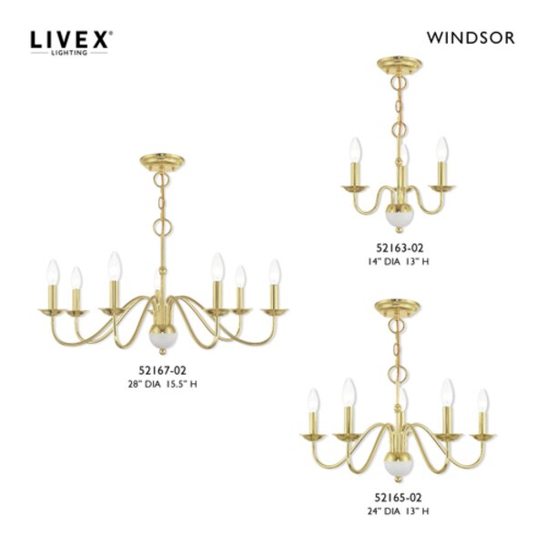 Windsor 3 Light Polished Brass Mini Chan