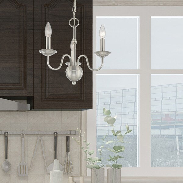 Windsor 3 Light Brushed Nickel Mini Chan