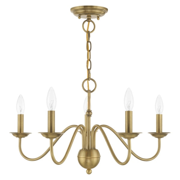 Windsor 5 Light Antique Brass Chandelier