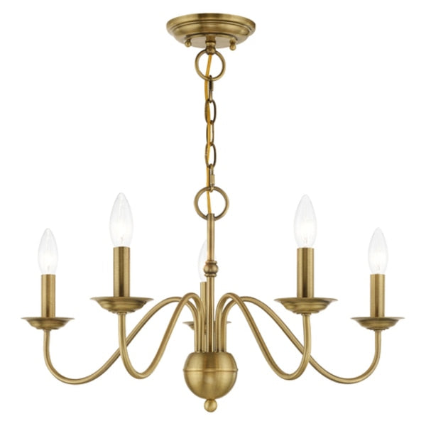 Windsor 5 Light Antique Brass Chandelier