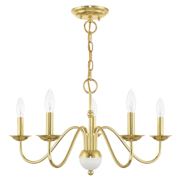 Windsor 5 Light Polished Brass Chandelier