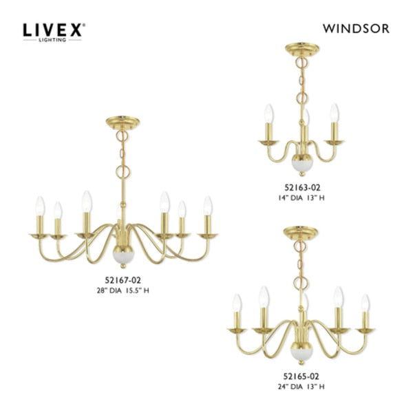 Windsor 5 Light Polished Brass Chandelier