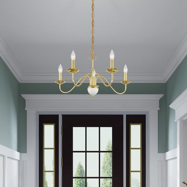 Windsor 5 Light Polished Brass Chandelier
