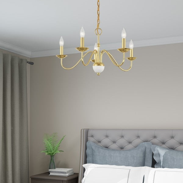 Windsor 5 Light Polished Brass Chandelier