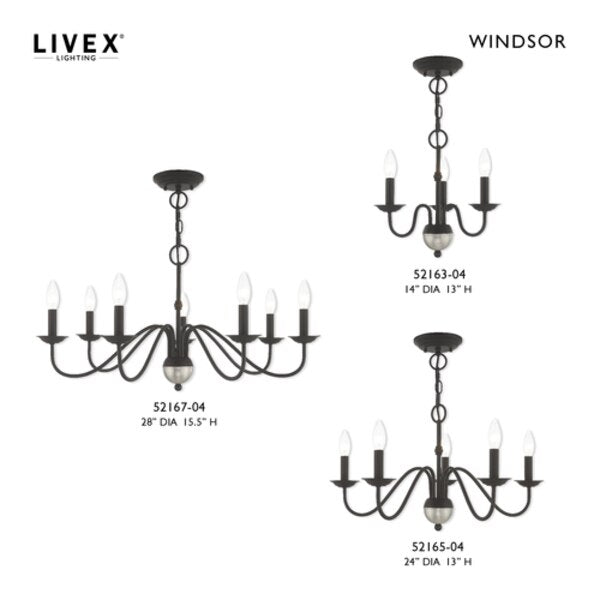 Windsor 5 Light Black Chandelier