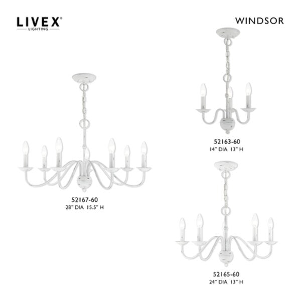 Windsor 5 Light Antique White Chandelier