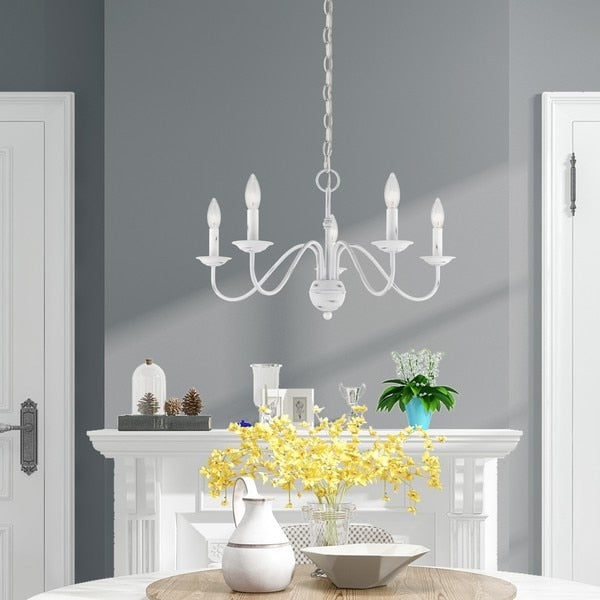 Windsor 5 Light Antique White Chandelier