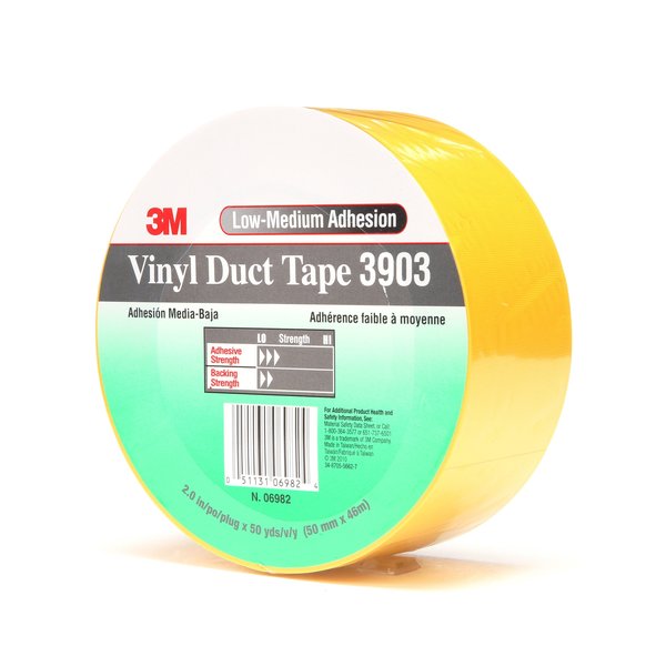Duct Tape, 2 x 50 yd, 6.5 mil, Yellow, Vinyl