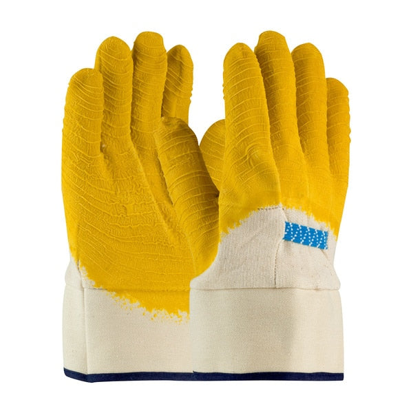 Latex Coated Gloves, 3/4 Dip Coverage, Yellow, Mens, 12PK
