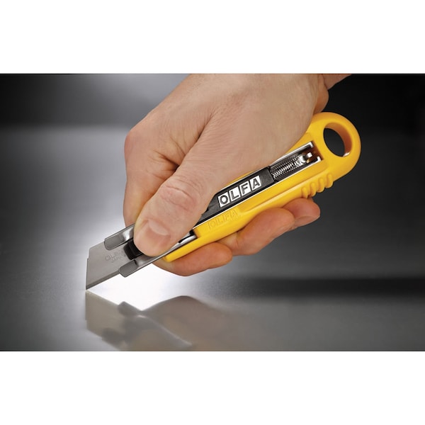 5-3/4 in. L. Self-Retracting Safety Knife, Rounded Safety Blade, ABS
