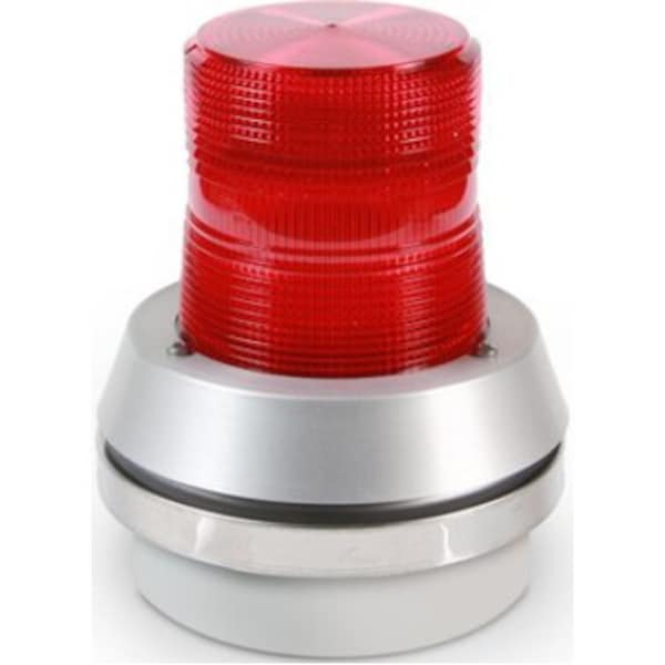 Flashing Light with Horn, 120VAC, Red Lens
