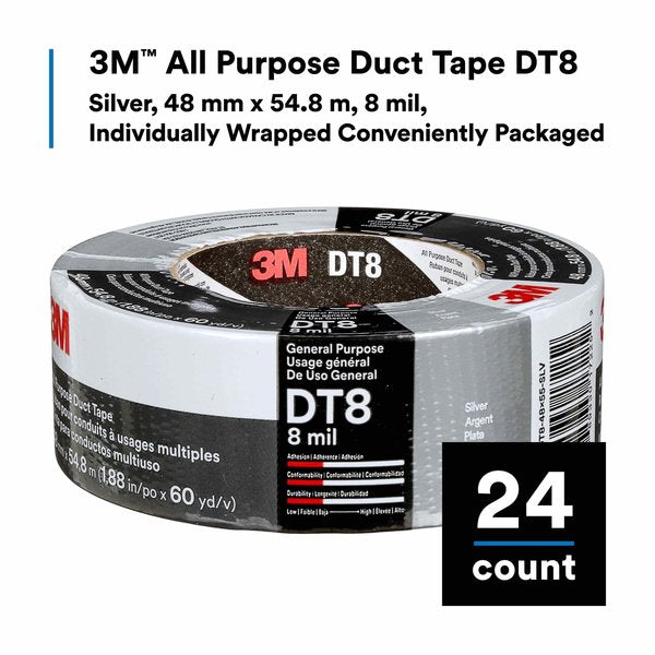 Duct Tape, Silver, 8 mil, 54.8m L x 48mm W